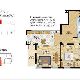 In Baku 157.0 m² apartment is for sale - Image 2