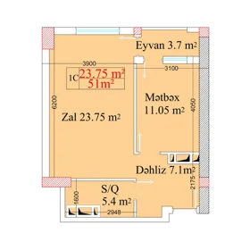 In Binəqədi rayonu 51.0 m² apartment is for sale - Image 5